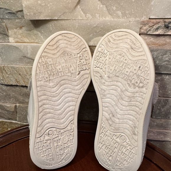 Child’s Sz 8 Nautica White Iridescent Pink Hook & Loop Slip-on Shoe Sneaker - Picture 6 of 7